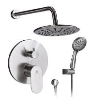 Pressure balancing brushed nickel brass shower faucet system