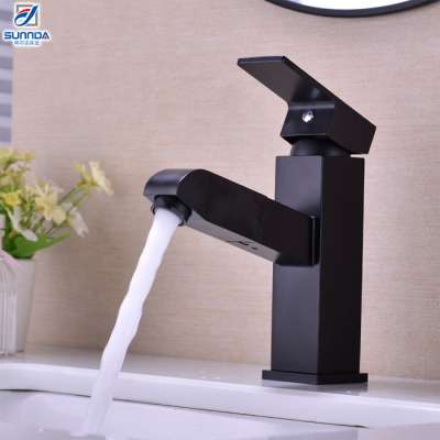 China Latest Design Hotel House Bathroom High Quality Elegant Black Coating Brass Body Basin Mixer/Faucet