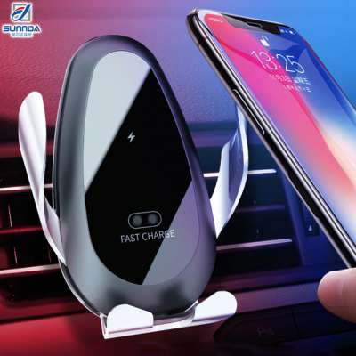 Sunnda New Design Universal Smart QI Infrared Sensing Fast Wireless Charging Car Mounted Phone Holder