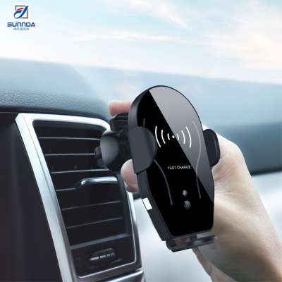 Sunnda Mount Automatic Qi Fast Charging Car Phone Holder Air Vent Wireless Car Charger 10W For iPhone X/Xs Max