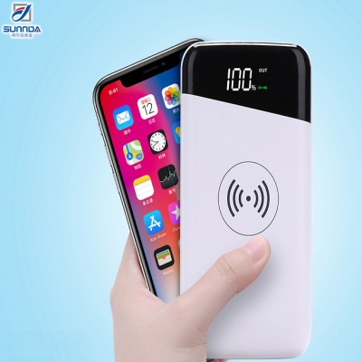 2020 Custom Logo Accepted Ultra Thin Portable External Battery Charger 10000 Mah Power Bank With Light